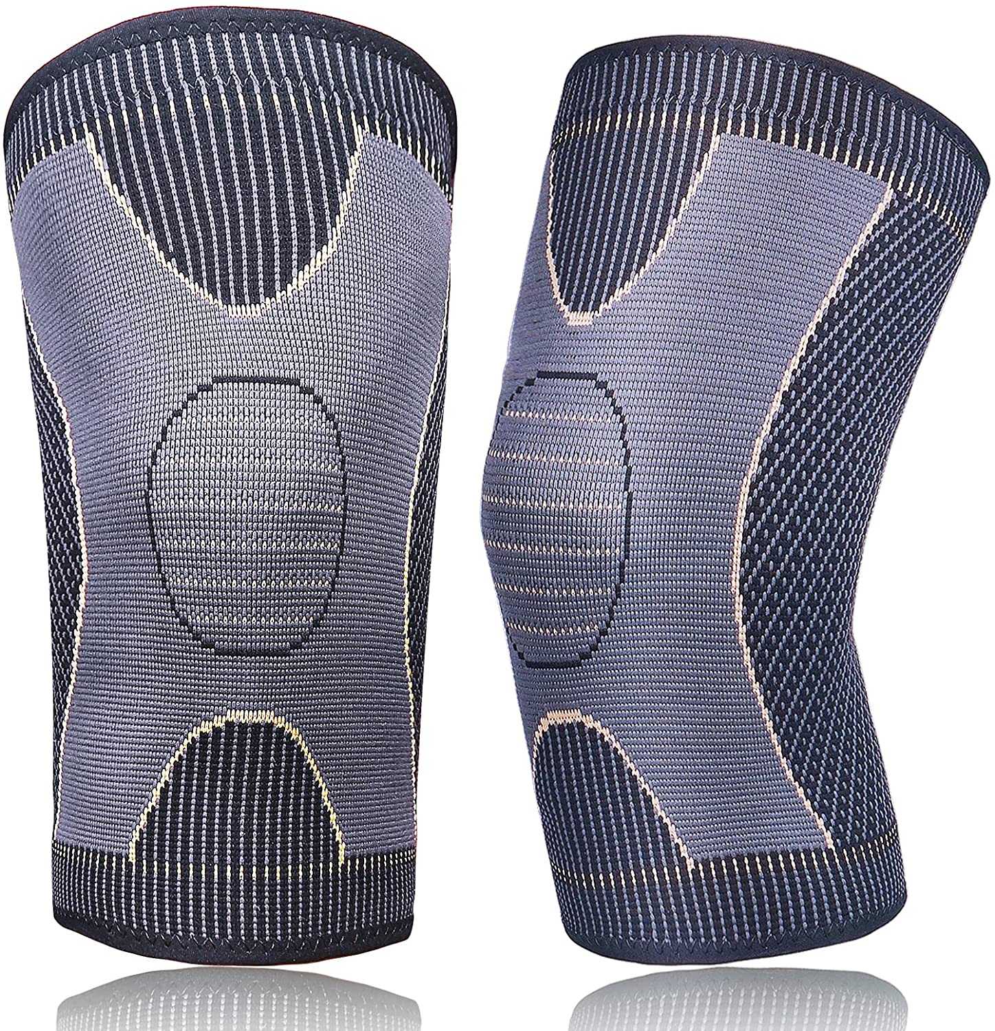 2 Pack Copper Knee Brace Sleeves, for Women \u0026 Men Arthritis Pain Relief and Support Compression Knee Sleeve